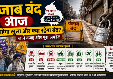 21 अगस्त 2026 पंजाब बंद के दौरान बंद बाजार और सुरक्षा व्यवस्था