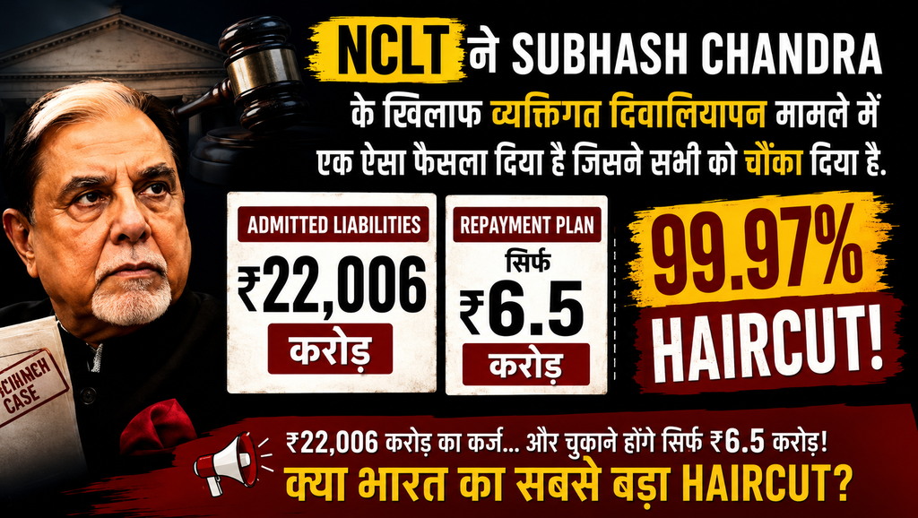 NCLT ने Subhash Chandra के ₹22,006 करोड़ के admitted claims के मुकाबले ₹6.5 करोड़ के repayment plan को मंजूरी दी