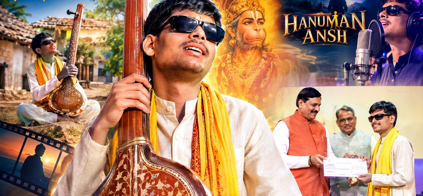 Hanuman Ansh singer Sunil Lodhi playing tambura and singing bhajan