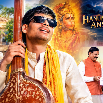 Hanuman Ansh singer Sunil Lodhi playing tambura and singing bhajan